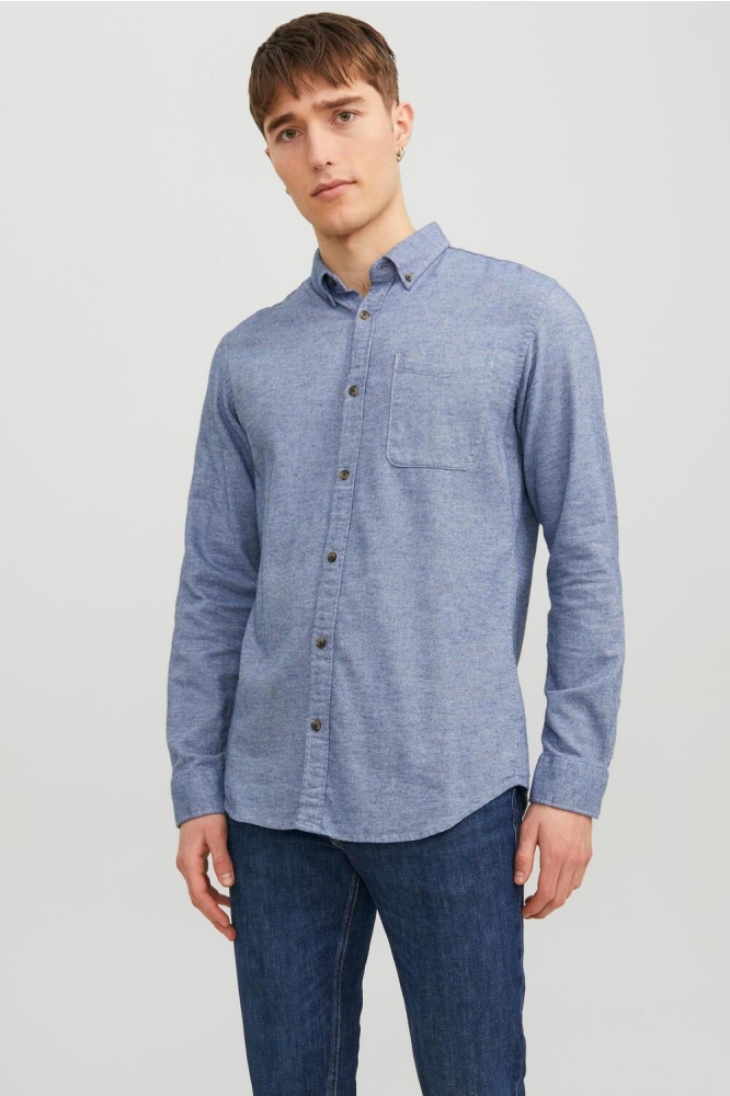 JJECLASSIC MELANGE SHIRT LS SN 12235974 Faded Denim